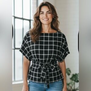 Pendleton Plaid‎ Tunic Virgin Wool Tie XS/S Top